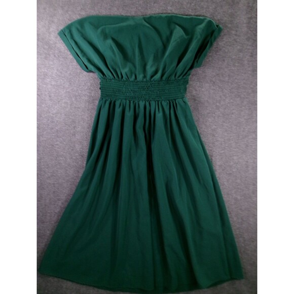 GOMORN Dress Women XL Green Wrap V Neck Smocked Waist Maxi Cap Sleeve Fit - Picture 10 of 11